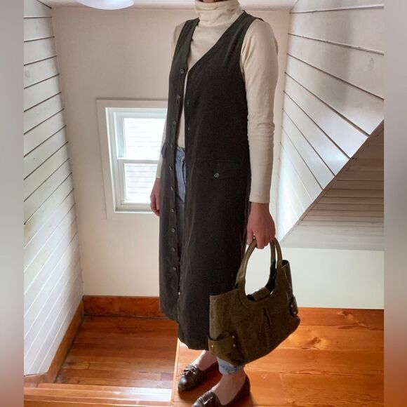 Talbots Olive Green Maxi Dress/Vest - Picture 2 of 12